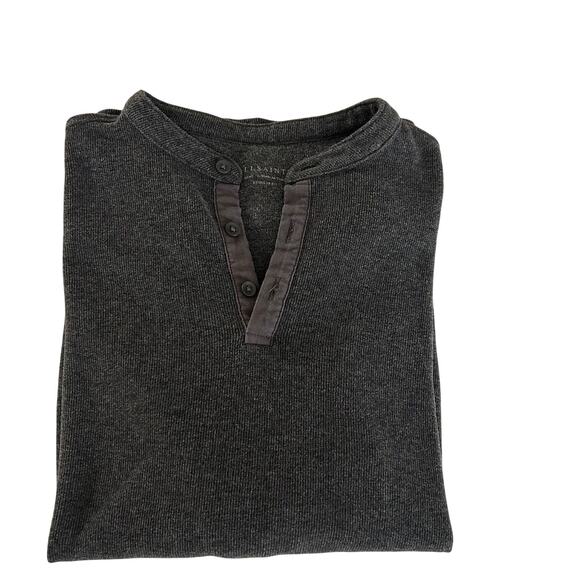 AllSaints Henley Shirt Pullover SZS Regular Fit Gray Long Sleeve Ribbed - Picture 4 of 10